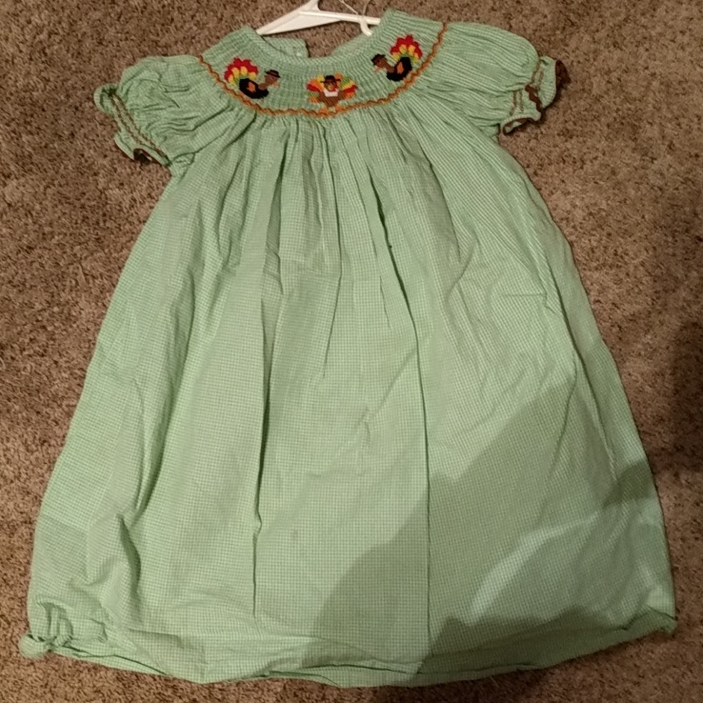 Size 3 girls smocked turkey dress